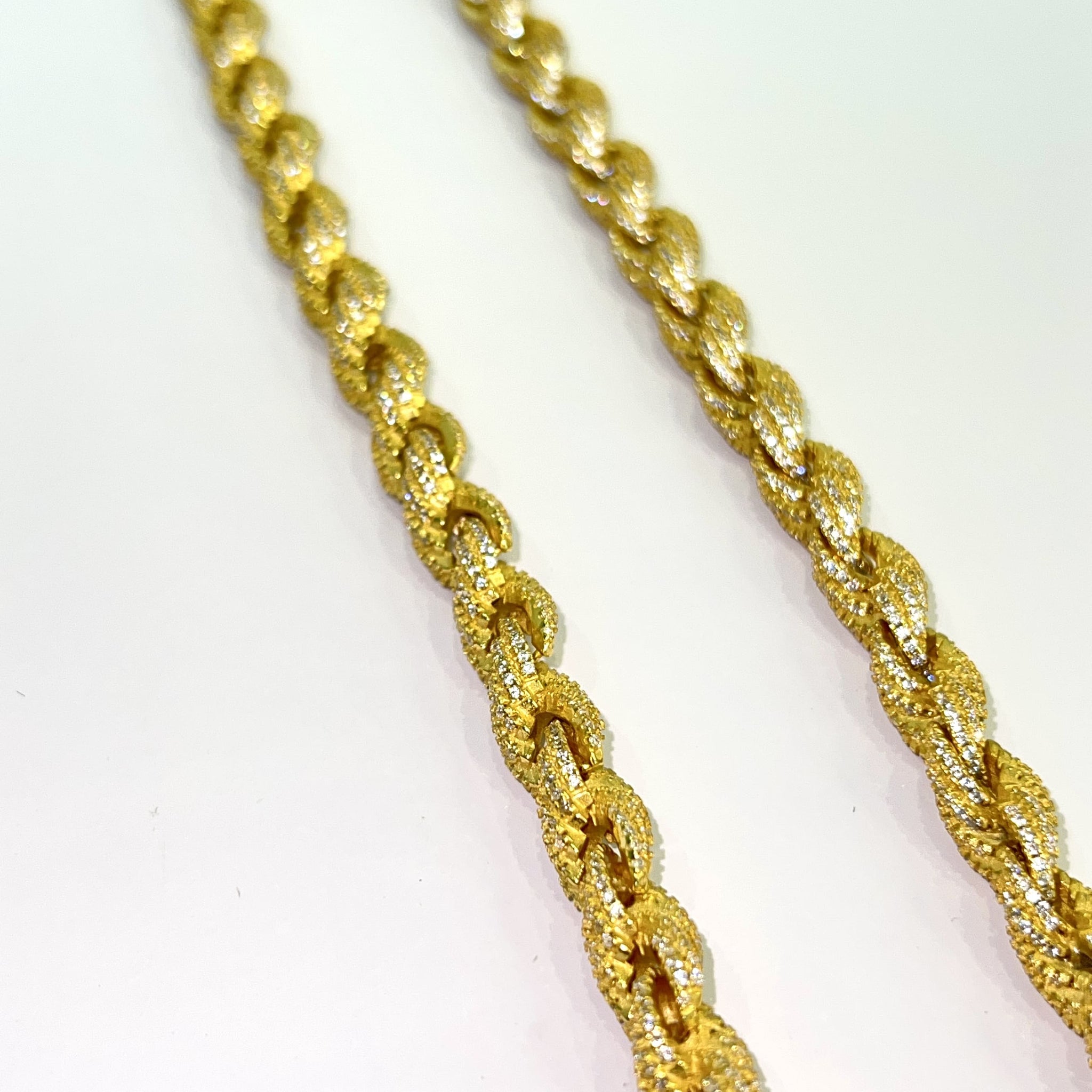 Bust Down Rope Chain - Silver 925 Permanent Gold Plated- 60cm / 8mm - 297