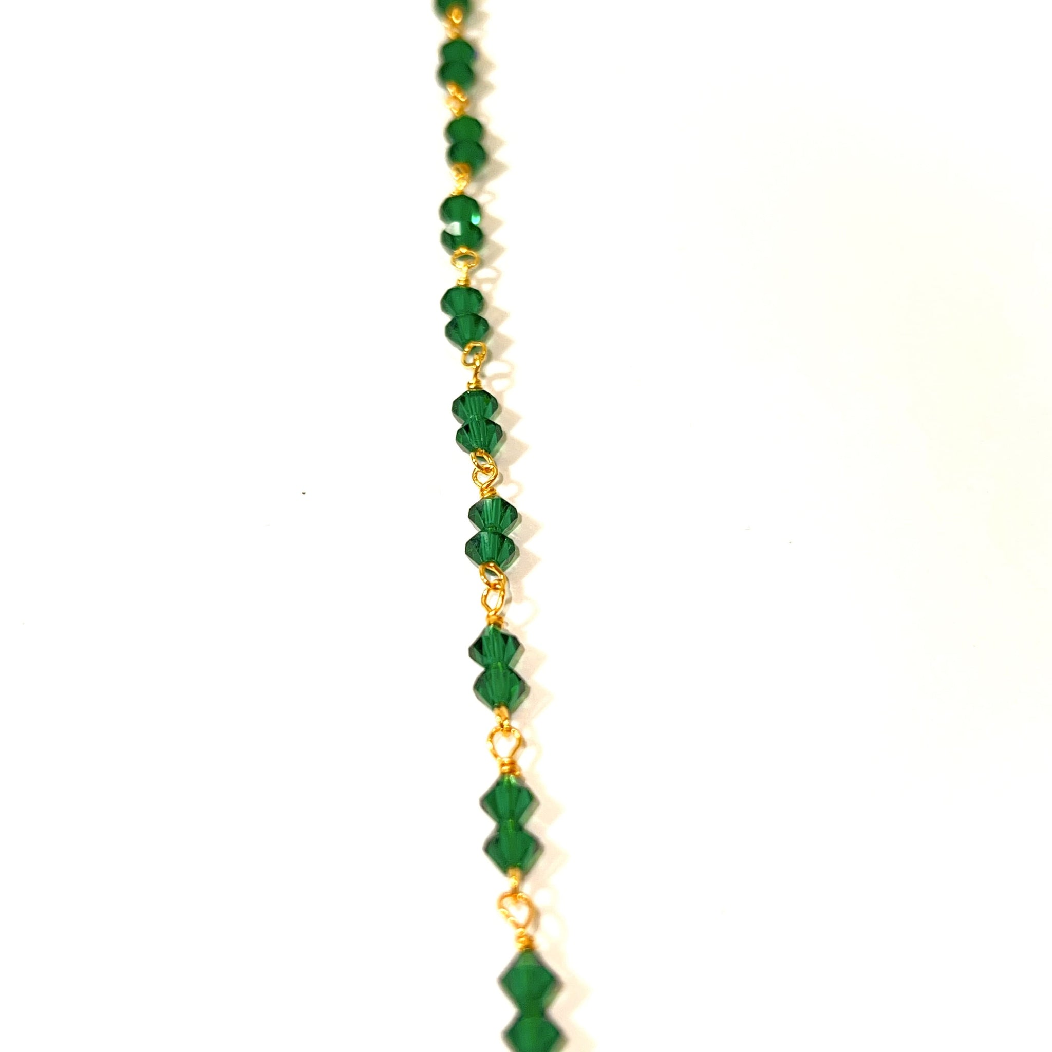Baby Beaded Bracelet Green - 14 Carat Gold - 15cm / 4mm - 305