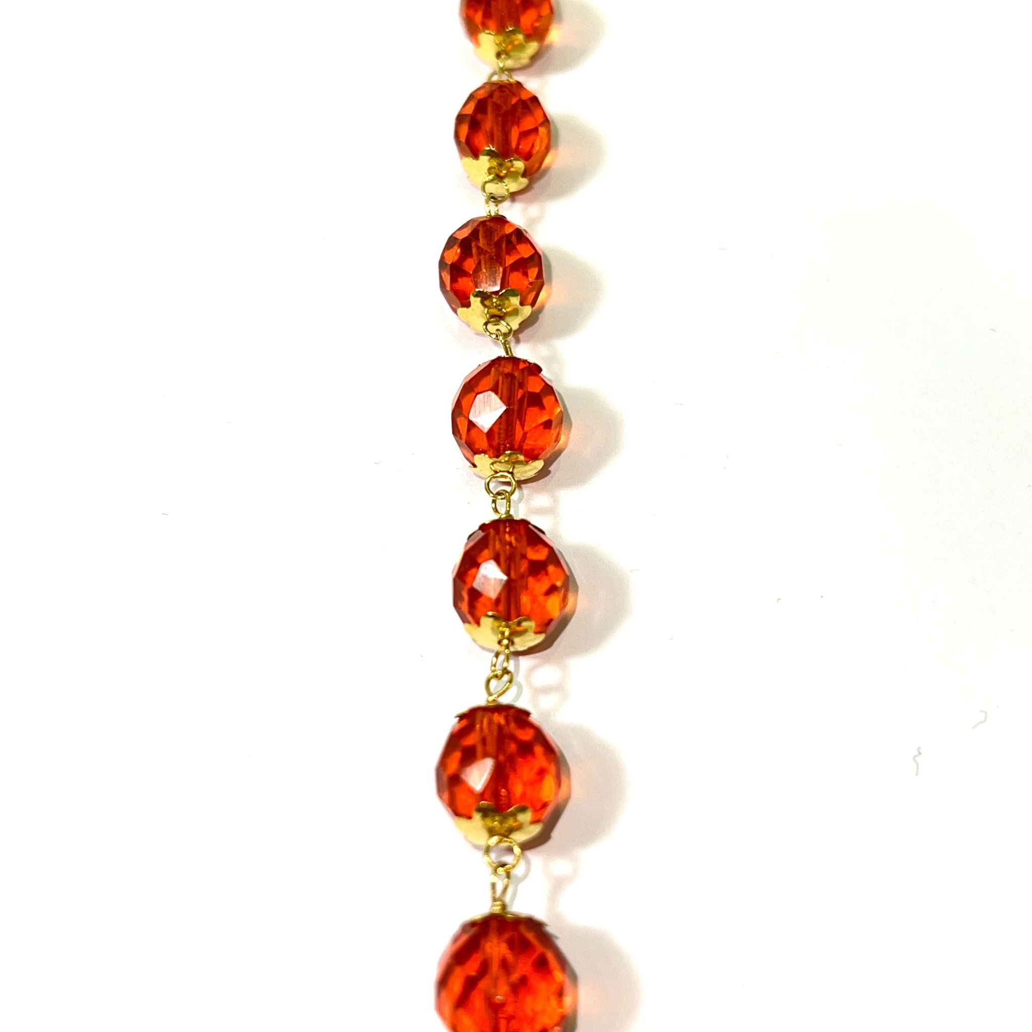 Beaded Bracelet Orange - 14 Carat Gold - 21cm / 10mm - 312