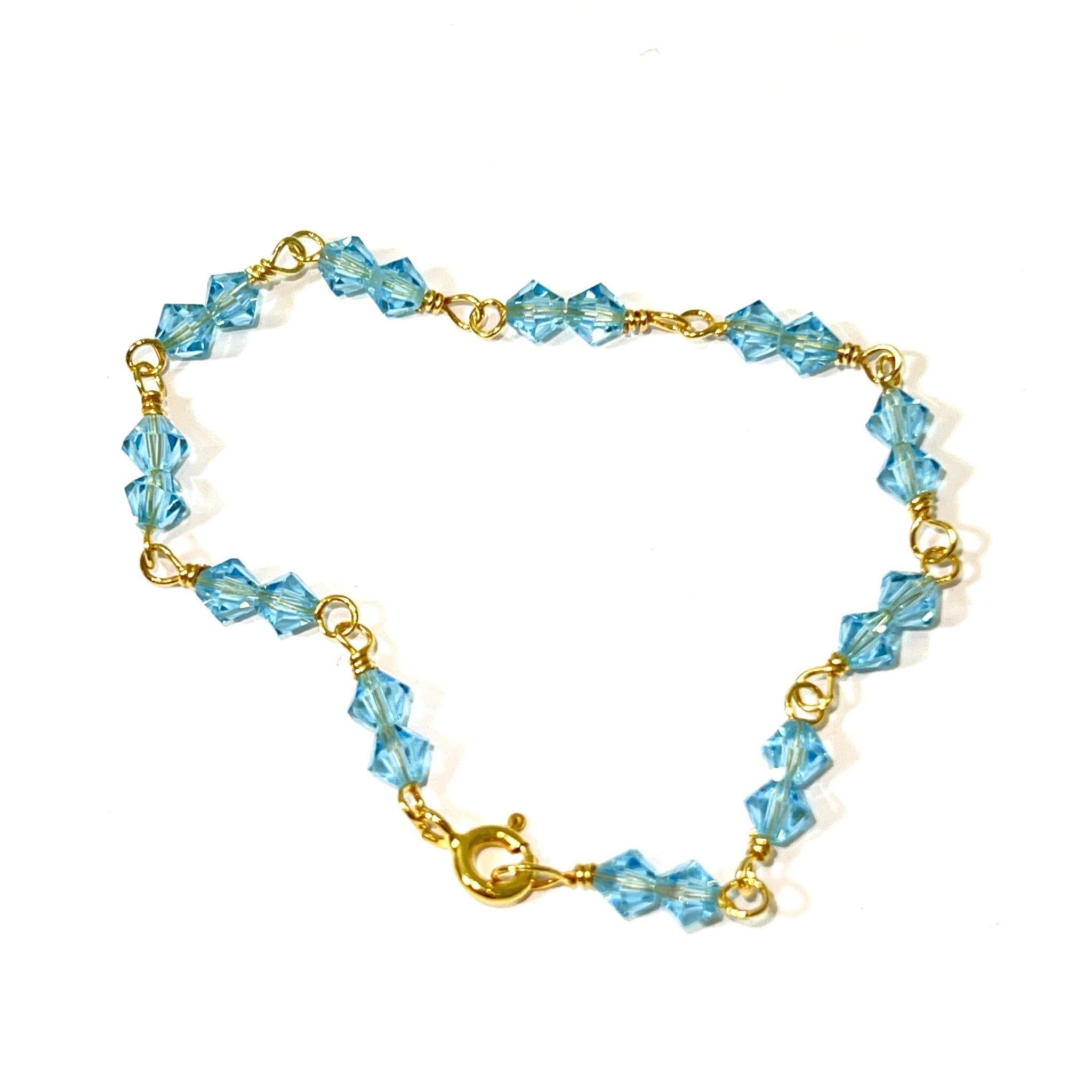 Baby Beaded Bracelet Blue - 14 Carat Gold - 15cm / 4mm - 306