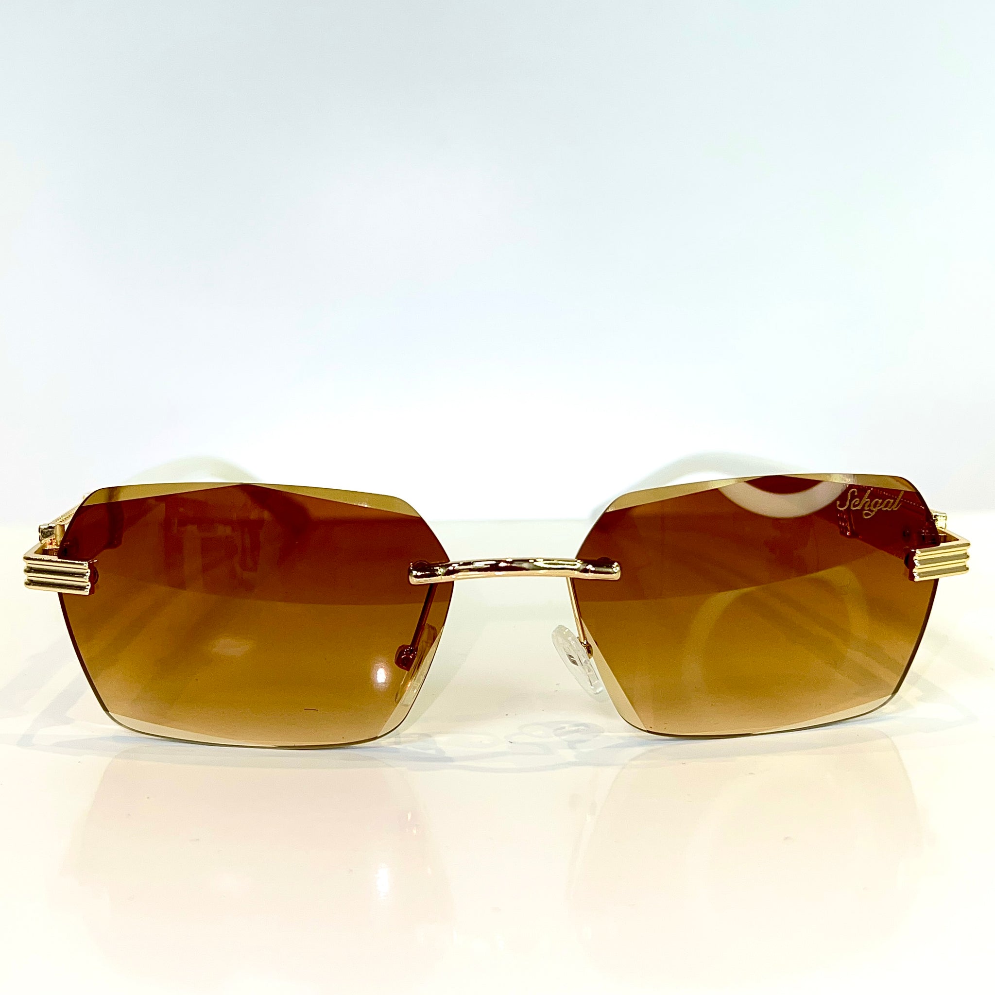 Marblecut Glasses - 14 carat gold plated -  Brown Shade