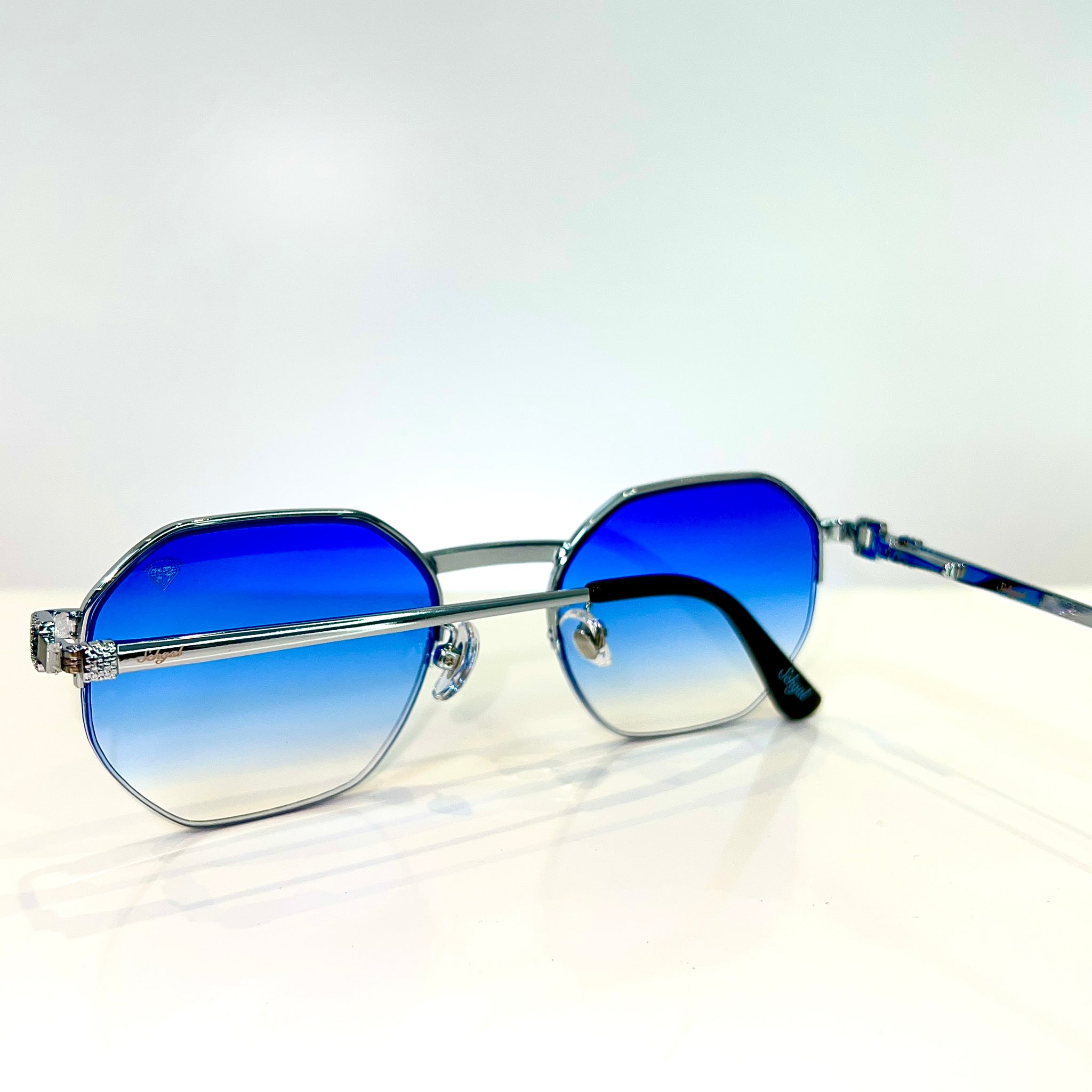 Los Angeles Glasses - 14 carat gold plated -  Blue Shade