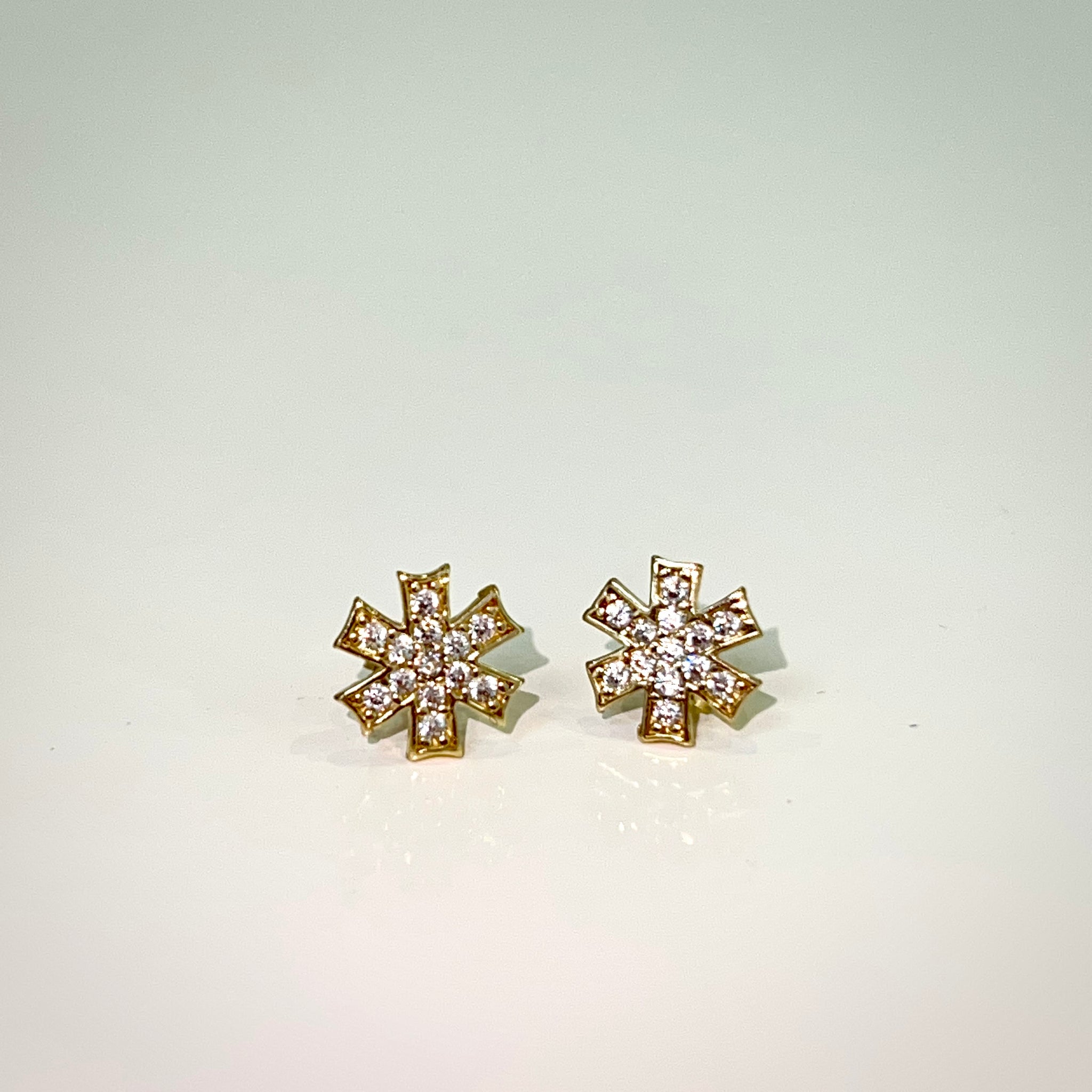 Ice Flake Earrings - 14 carat gold - Cubic Zirkonia Stones