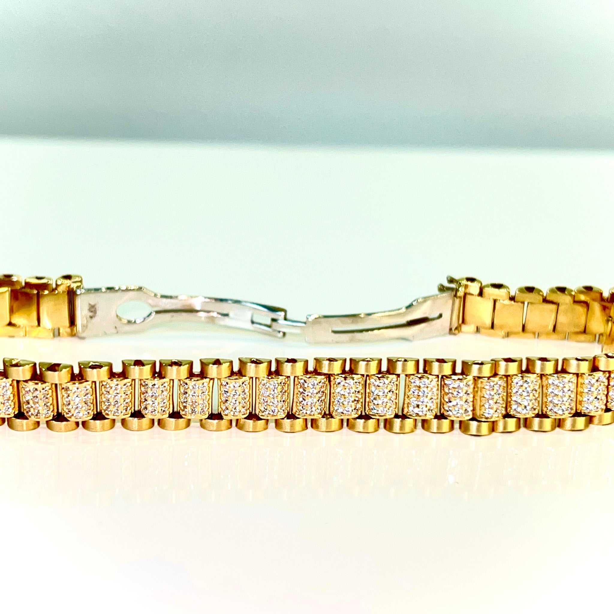 Bicolor Presidential Bracelet - 14 carat gold - 10mm