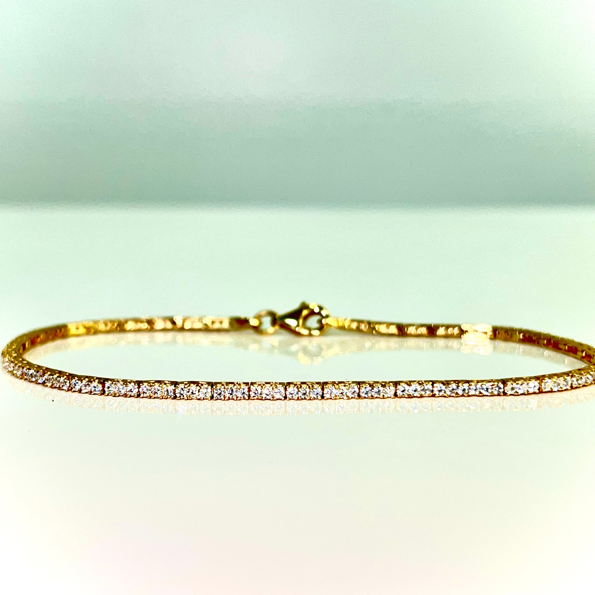 Tennis Bracelet - 14 carat gold - 18cm / 2mm