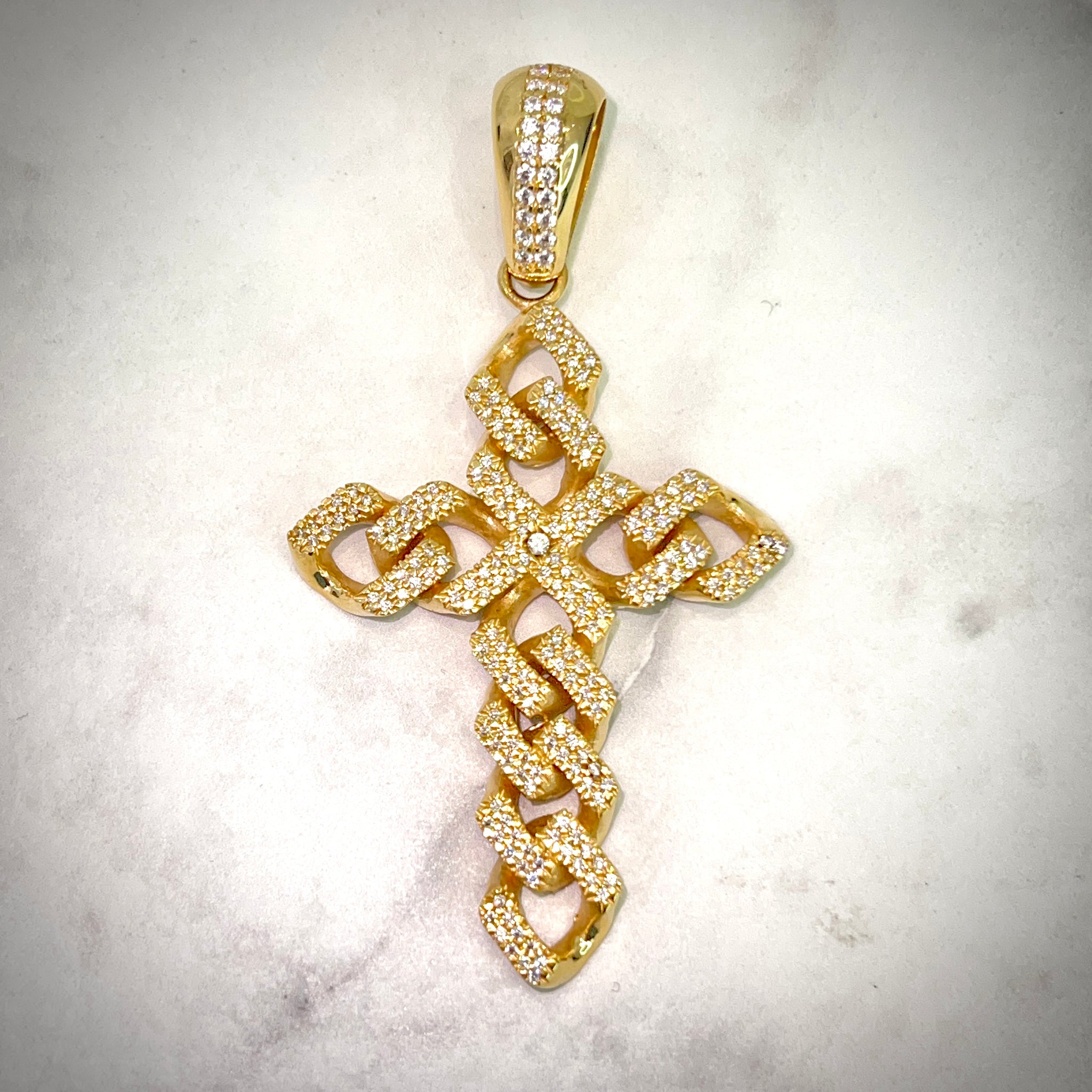 Miami Cuban-Link Cross Pendant - 14 carat gold