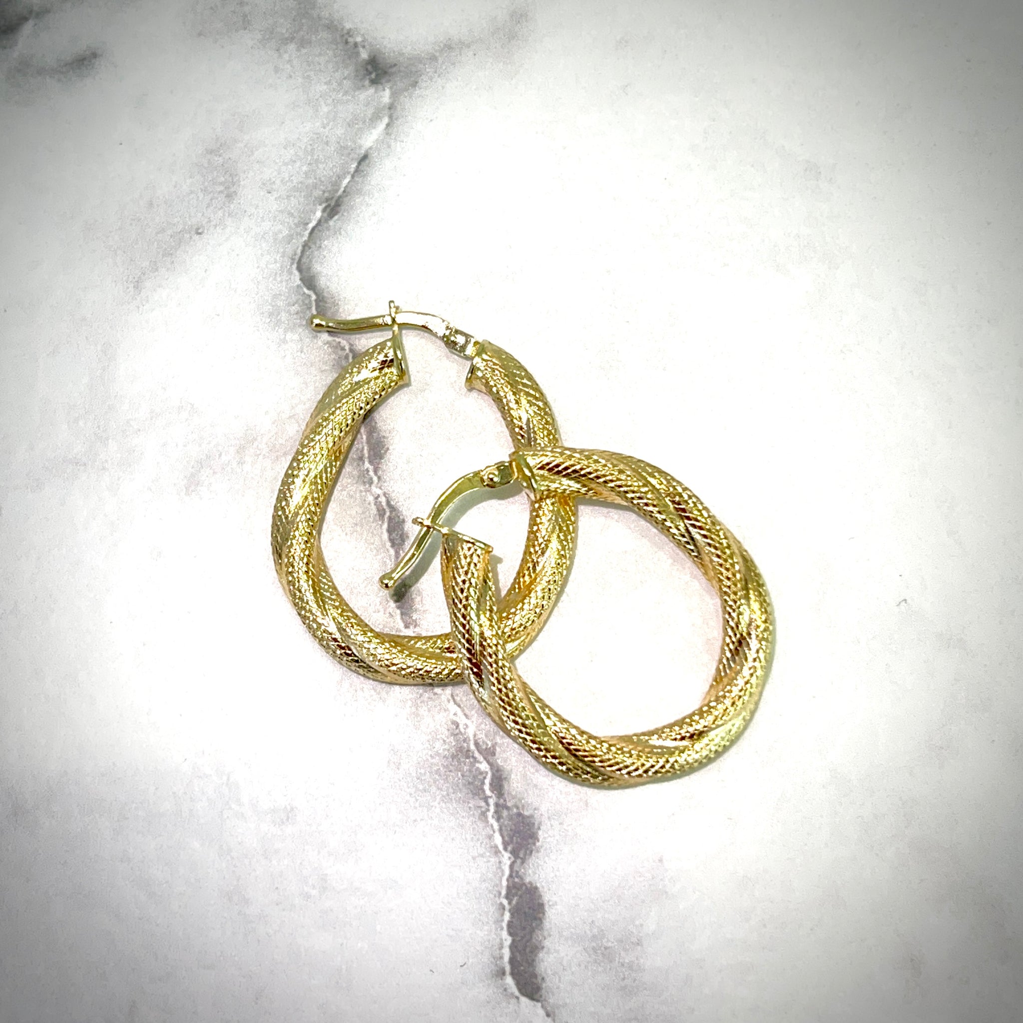 Rope Hoops Earrings - 18 carat gold