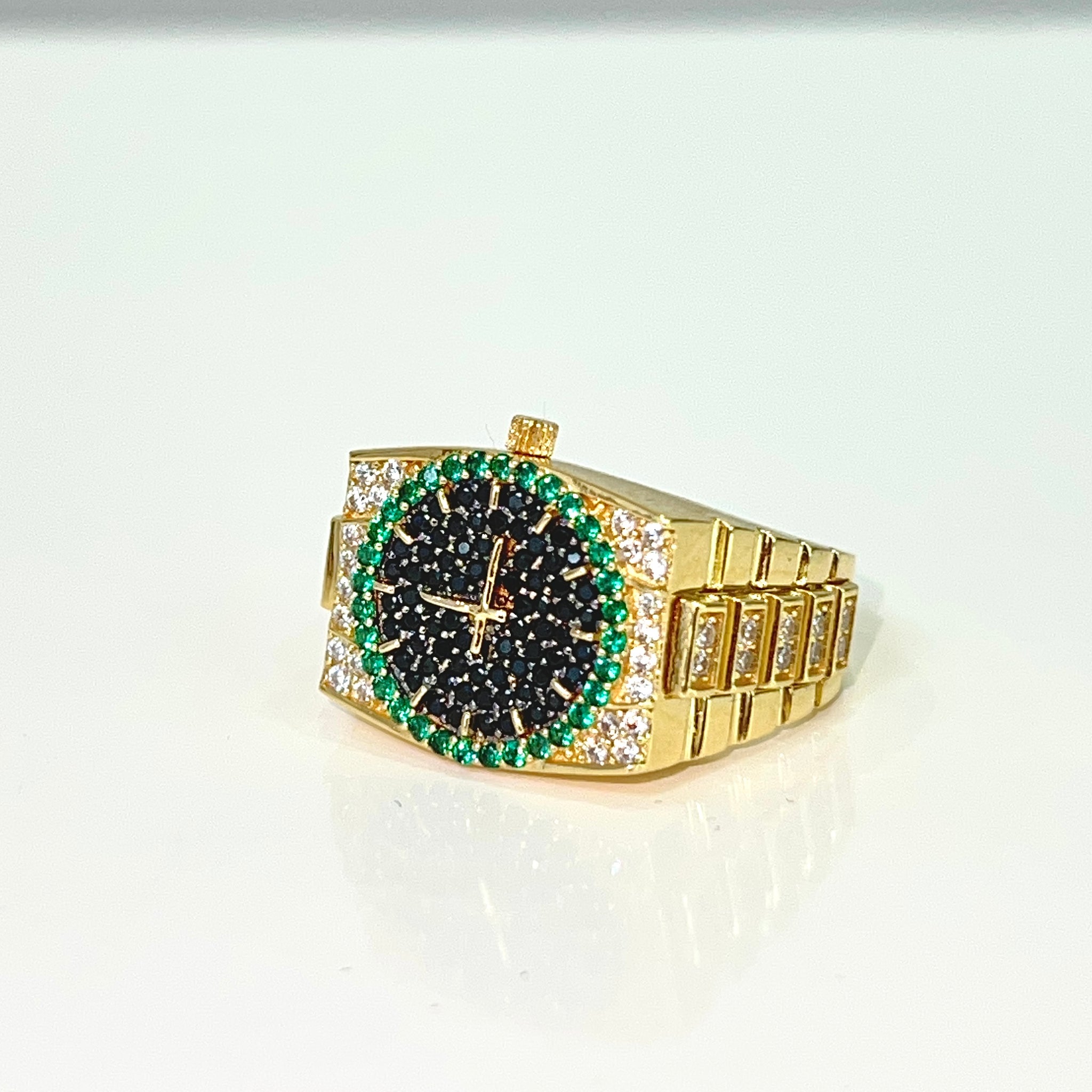 Timepiece Ring "Iced Out" - 18 carat gold
