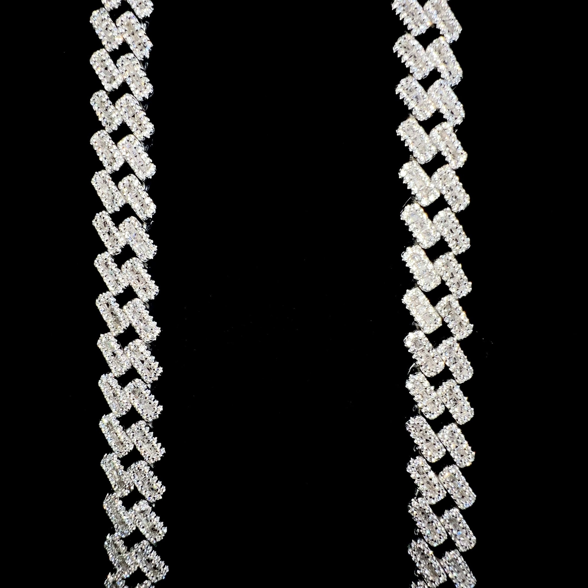 Baguette Cuban Prong Link Chain - 60cm / 10mm - Silver 925 - Sehgal Dubai Collection