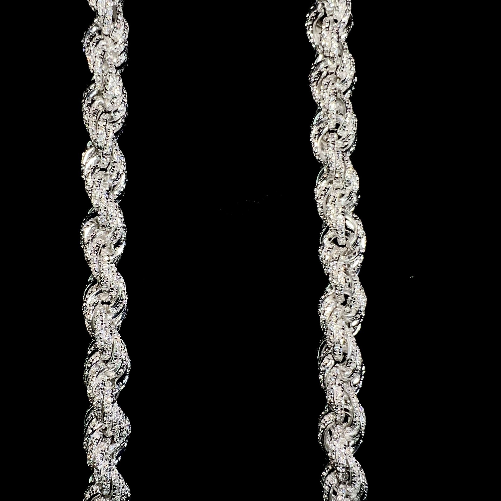 Iced Out Rope Chain - 60cm / 7.5mm - Silver 925 - Sehgal Dubai Collection