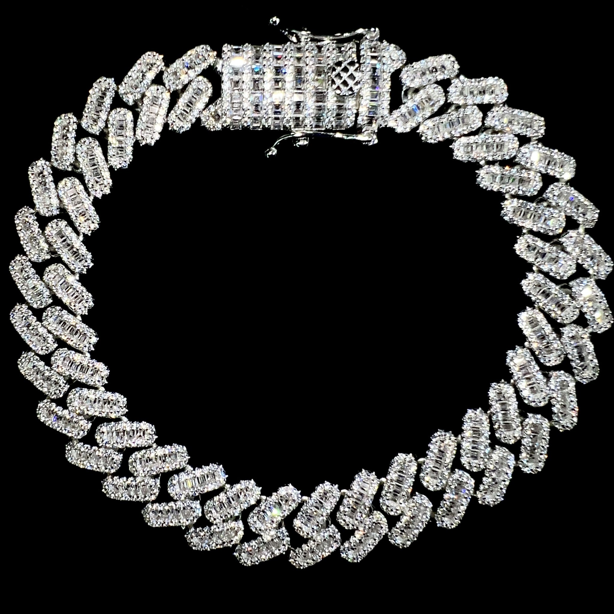 Baguette Cuban Prong Link Bracelet - 12mm - Silver 925 - Sehgal Dubai Collection