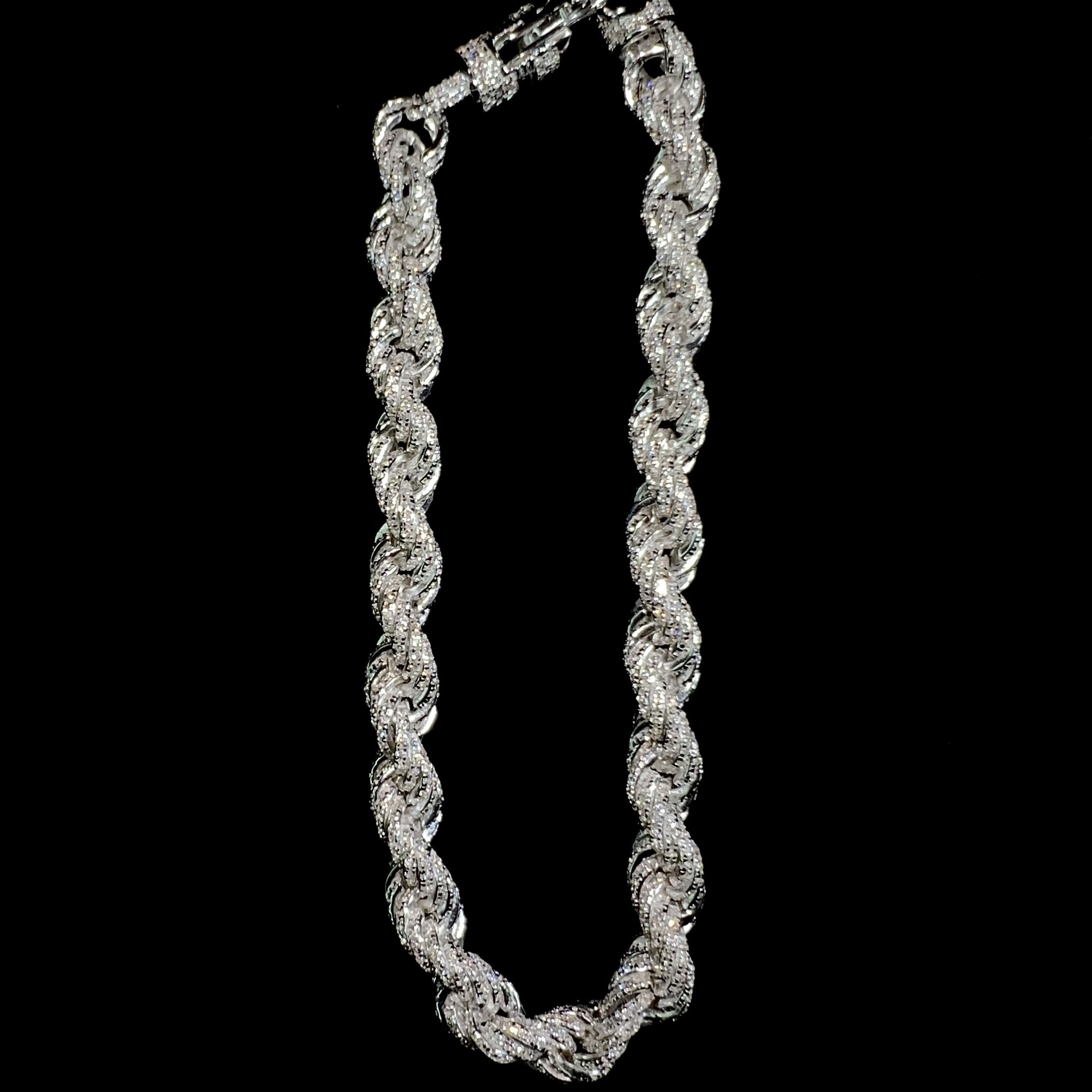 Iced Out Rope Bracelet - 7.5mm - Silver 925 - Sehgal Dubai Collection