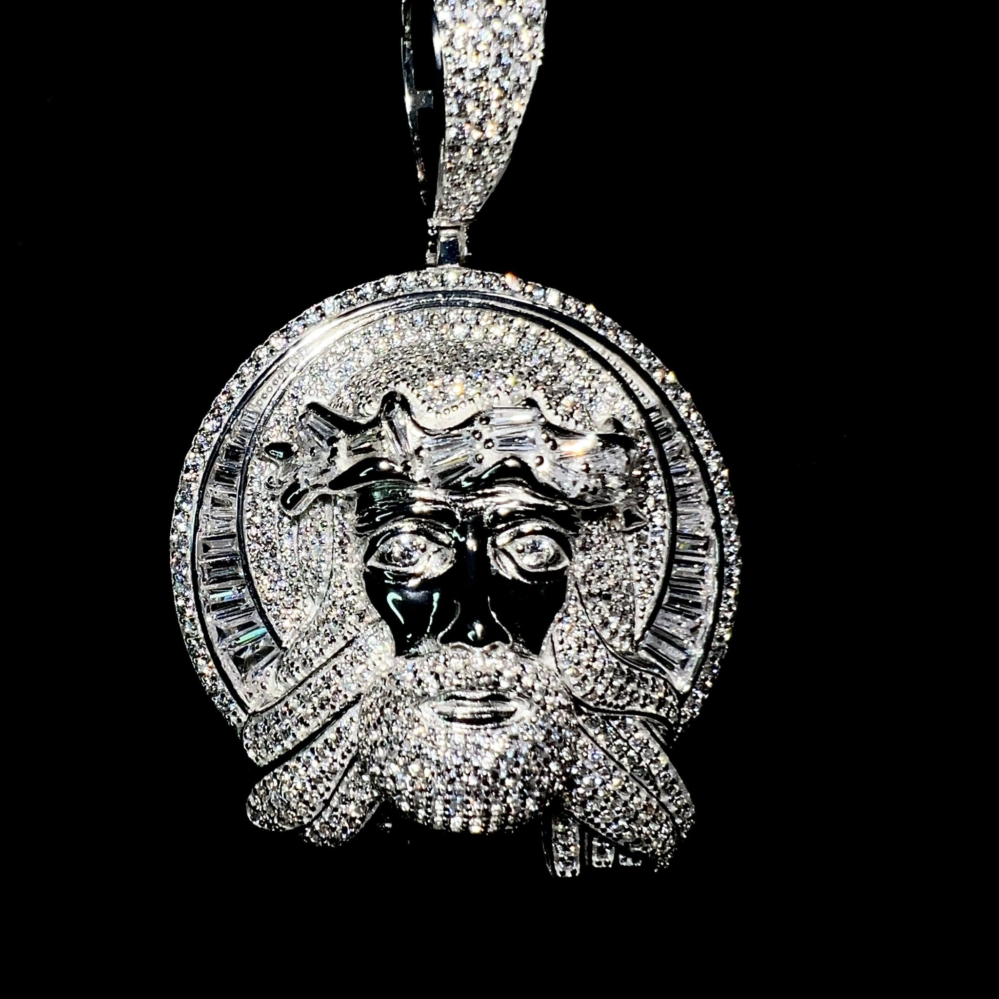 Iced Out Jesus Pendant - Baguettes - Silver 925 - Sehgal Dubai Collection