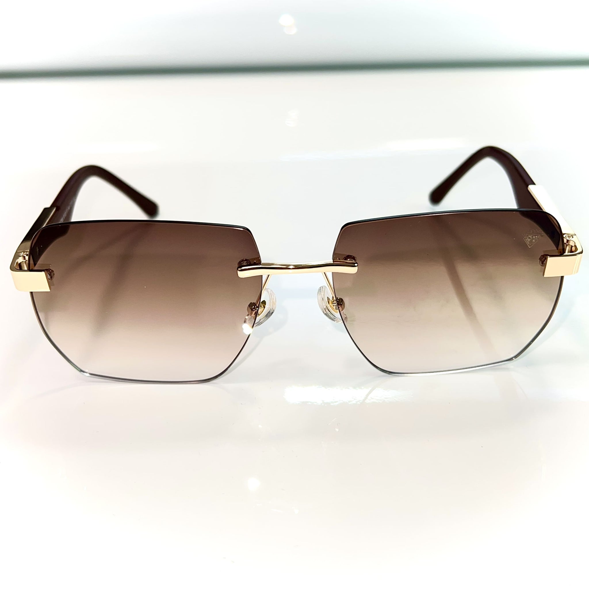 Dubai Glasses - 14 carat gold plated / Silicon side - Brown Shade - Sehgal Glasses
