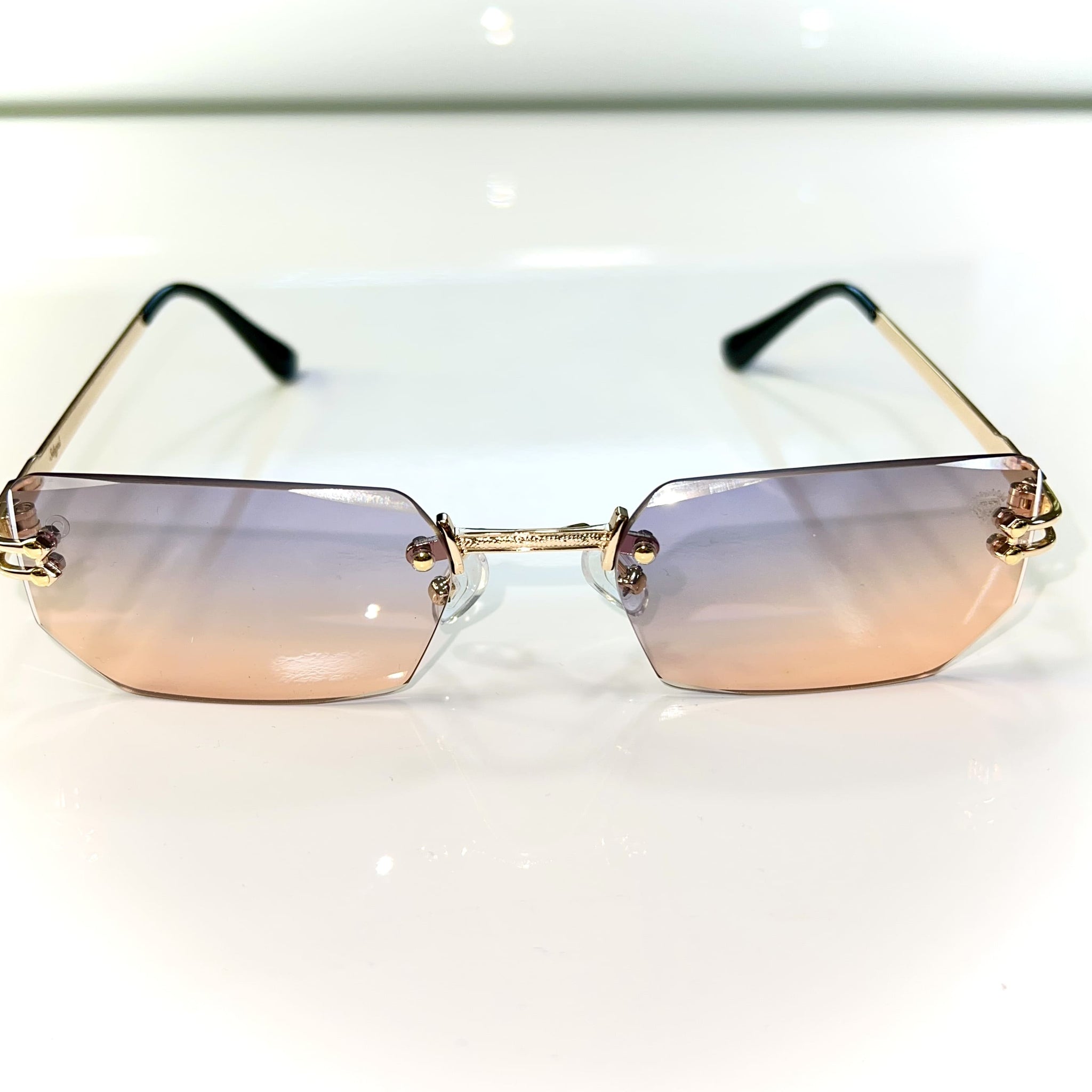 Rich Glasses - 14k gold plated - Diamond Cut - Light Brown / Blue Shade - Sehgal Glasses