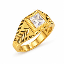 14K Gold Diamond Cut Square Stone Ring