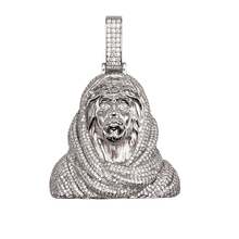 VVS Moissanite Fully Covered Jesus Pendant (Polished Face) – Silver 925