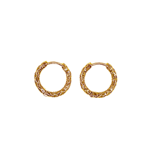 Filigree Diamond Cut Hoop Earrings – 14K Gold