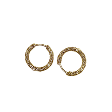 Filigree Diamond Cut Hoop Earrings – 14K Gold