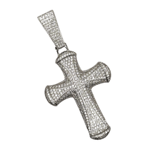 VVS Moissanite Iced Out Rounded Cross Pendant – Silver 925