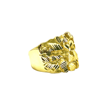 Large Piet Piet Ring – Silver 925 Gold Plated with Diamond Cuts