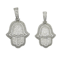 S / L VVS Moissanite Hamsa Hand Pendant - Silver 925
