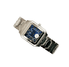 Sehgal Marbleous Watch - Royal Blue Marble - White Gold plated