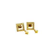 Majestical Tilted Square Hanging Earrings – 14 Carat Gold