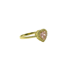 Heart Ring with Pink Center Stone – 14K Gold