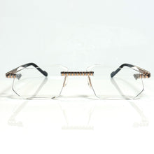 Magic Glasses - Two-Tone Whitegold & Rose Plated | Classy Transparant Shade | Diamond Shape Lens
