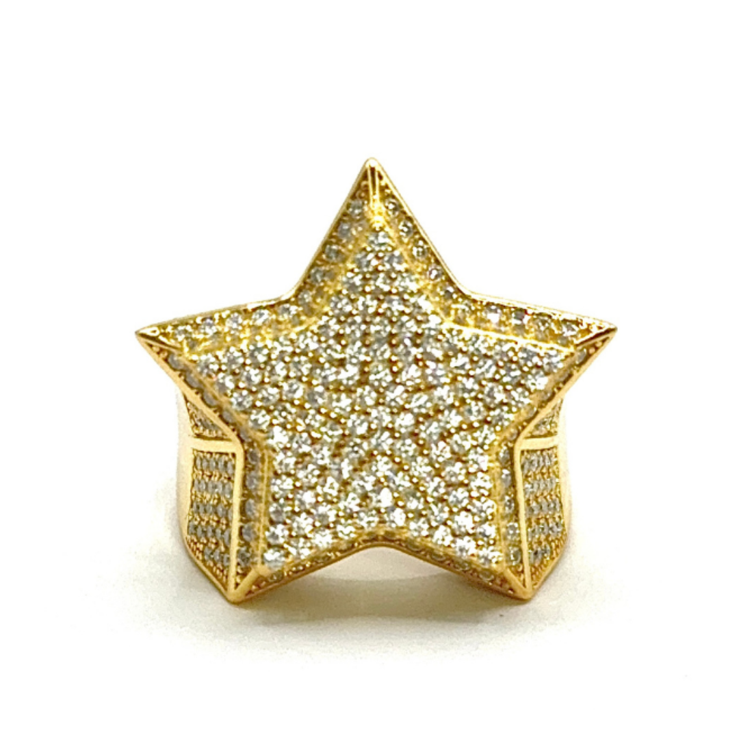 STAR RING VVS MOISSANITE - GOLD PLATED SILVER 925