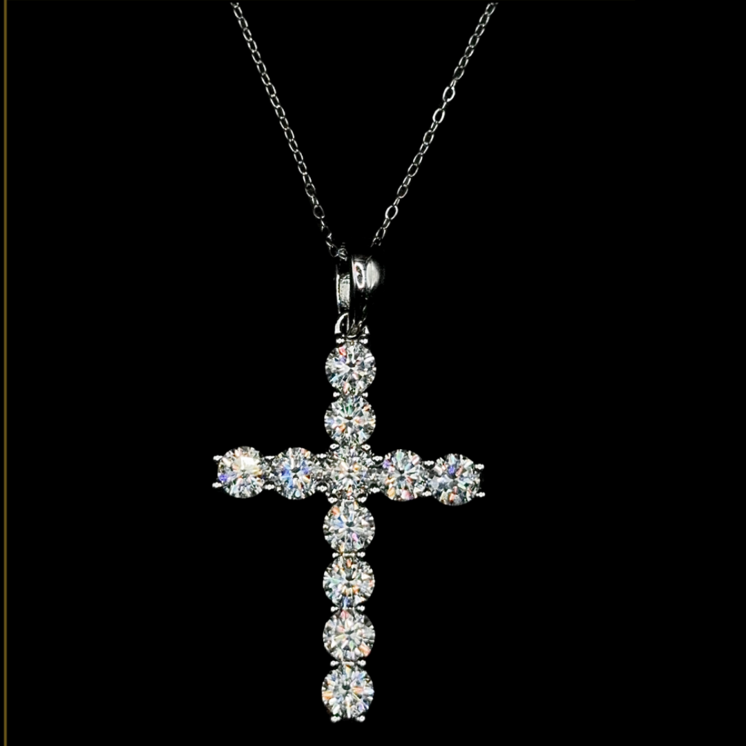 CROSS PENDANT - SILVER 925 WITH VVS MOISSANITE