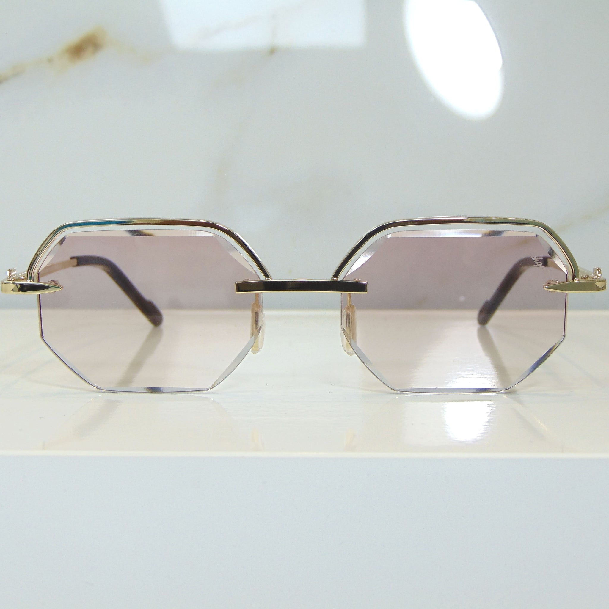 Elite Glasses - 18 Carat Gold plated | Polished Diamond Cuts | Lavish Pink