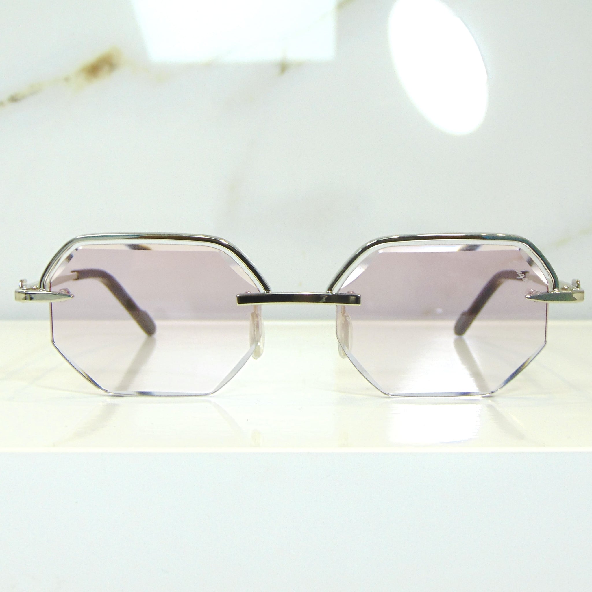 Elite Glasses - 18 Carat Whitegold plated | Polished Diamond Cuts | Lavish Pink