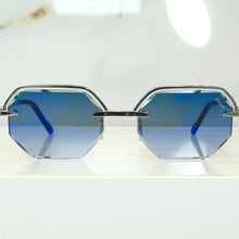 Elite Glasses - Whitegold plated | Polished Diamond Cuts | Magical Blue