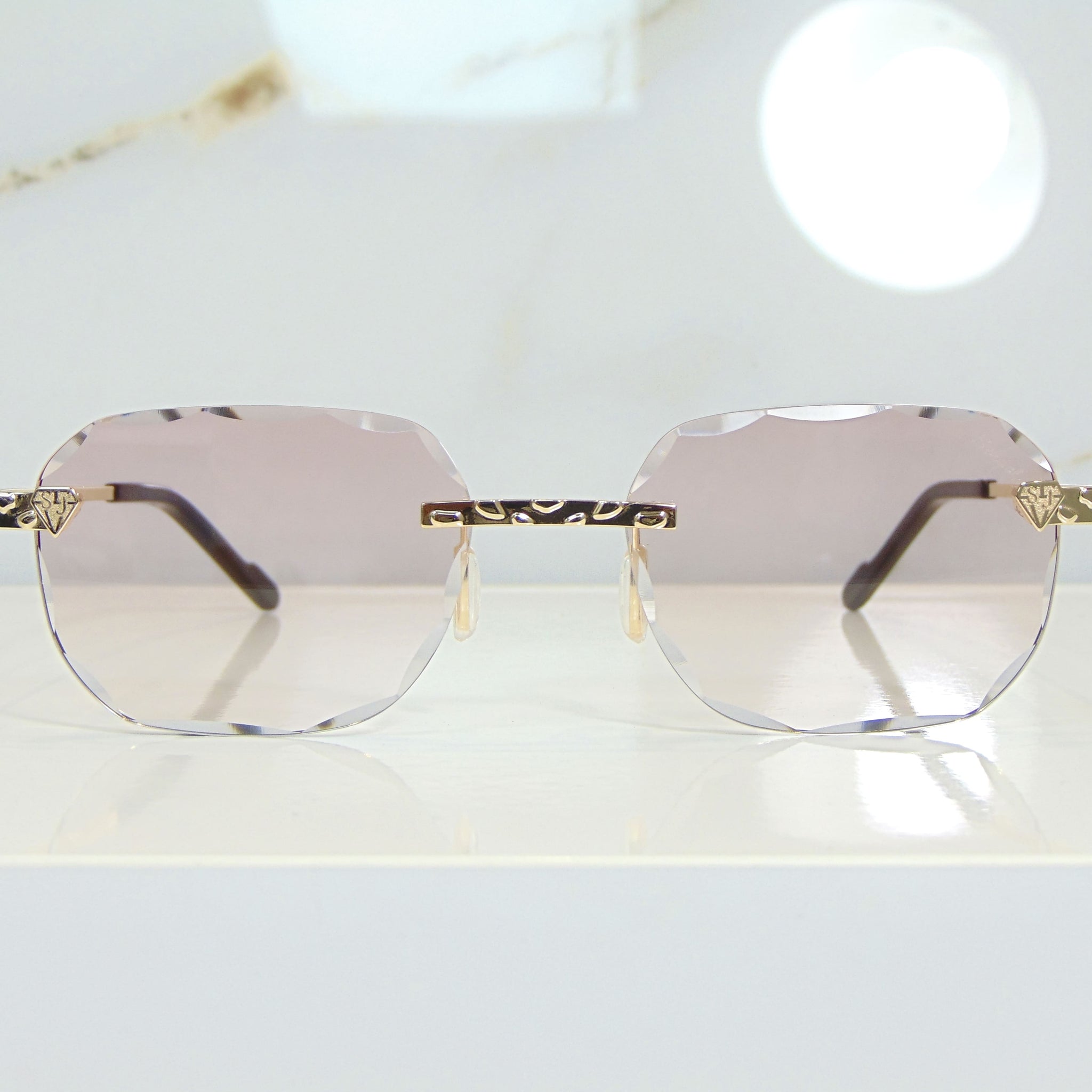 Nugget Glasses - 18 Carat Gold plated | Polished Diamond Cuts | Lavish Pink