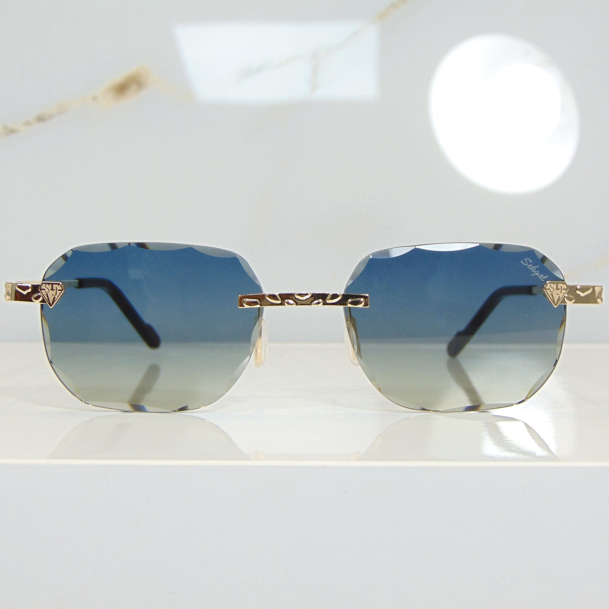 Nugget Glasses - 18 Carat Gold plated | Polished Diamond Cuts | Blue to Beige