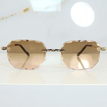 Nugget Glasses - Gold plated | Polished Diamond Cuts | Brown Ruby