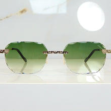 Nugget Glasses - Gold plated | Polished Diamond Cuts | Emarald Green