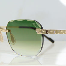 Nugget Glasses - Gold plated | Polished Diamond Cuts | Emarald Green