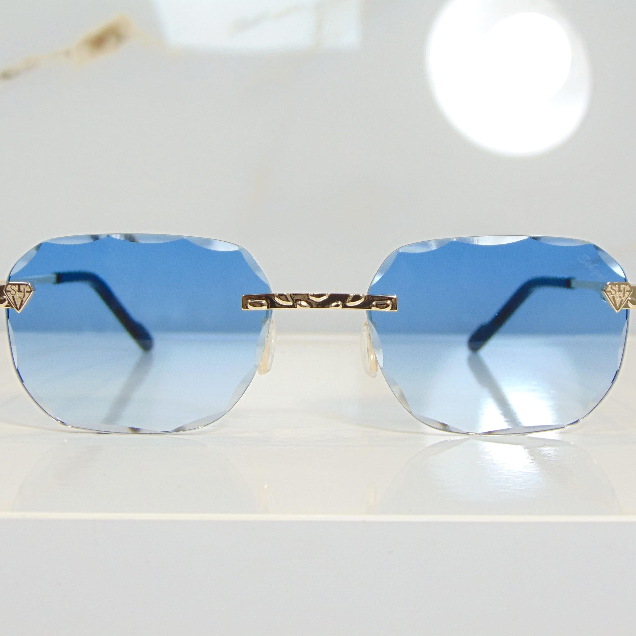 Nugget Glasses - 18 Carat Gold plated | Polished Diamond Cuts | Heavenly Blue