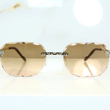 Nugget Glasses - Whitegold plated | Polished Diamond Cuts | Brown Ruby