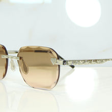 Nugget Glasses - Whitegold plated | Polished Diamond Cuts | Brown Ruby