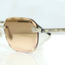 Nugget Glasses - Whitegold plated | Polished Diamond Cuts | Brown Ruby