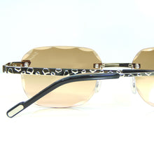 Nugget Glasses - Whitegold plated | Polished Diamond Cuts | Brown Ruby