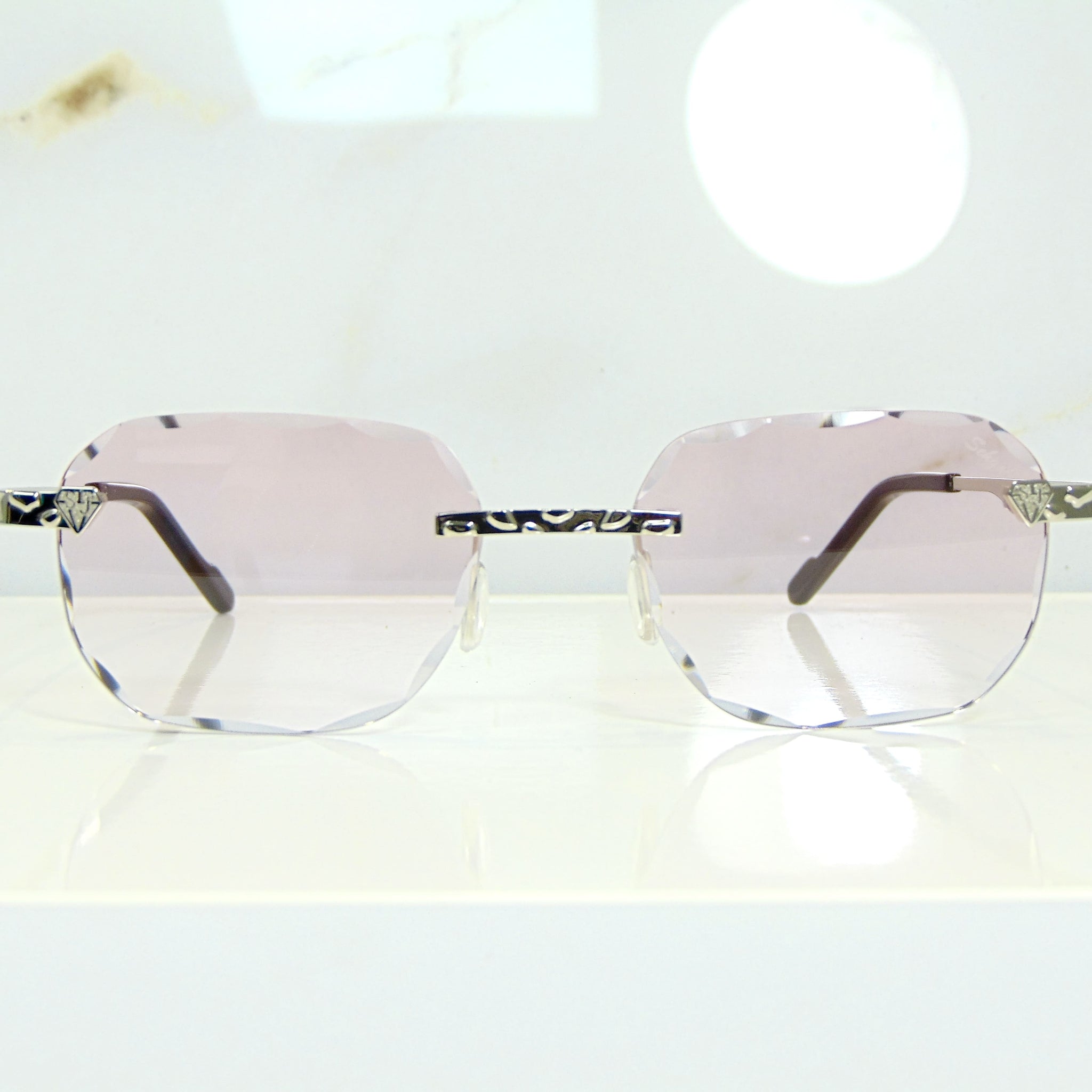 Nugget Glasses - 18 Carat Whitegold plated | Polished Diamond Cuts | Lavish Pink