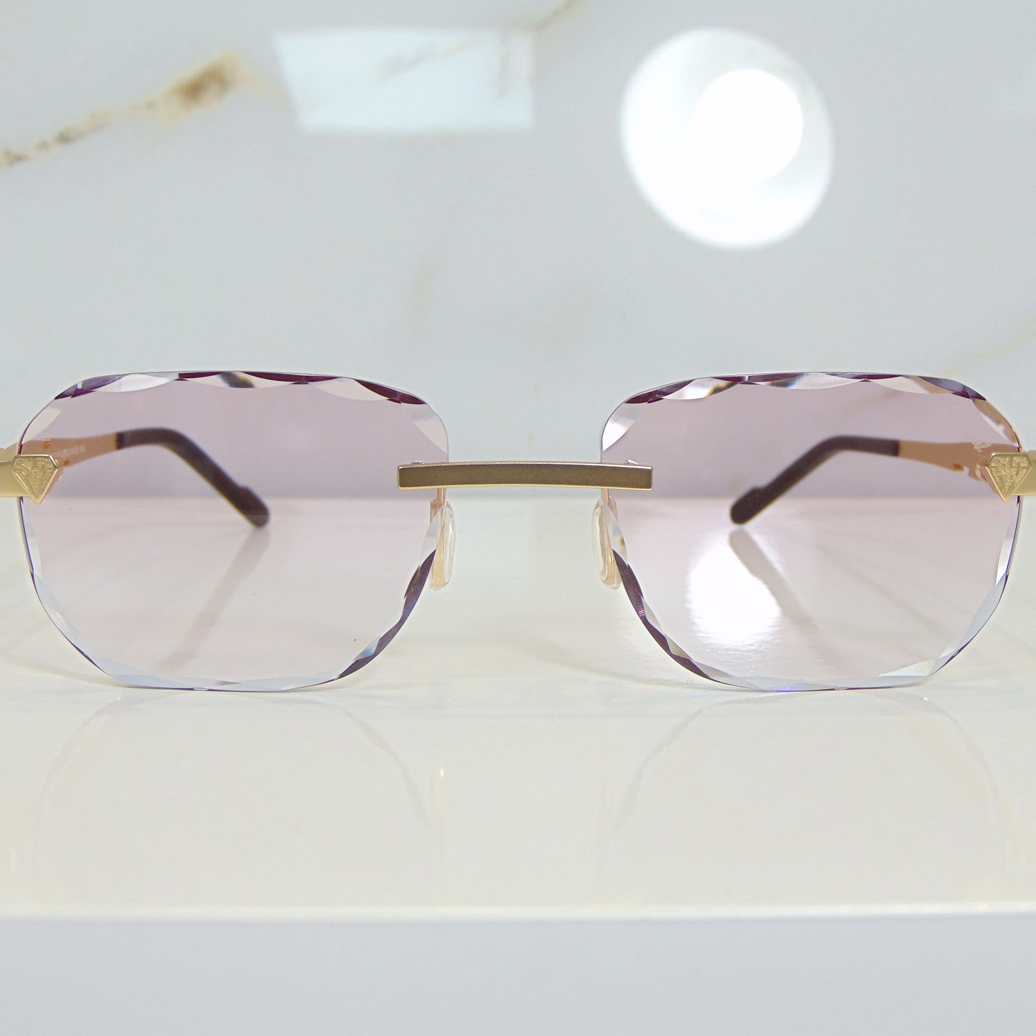 Blade Glasses - 18 Carat Gold plated | Polished Diamond Cuts | Lavish Pink