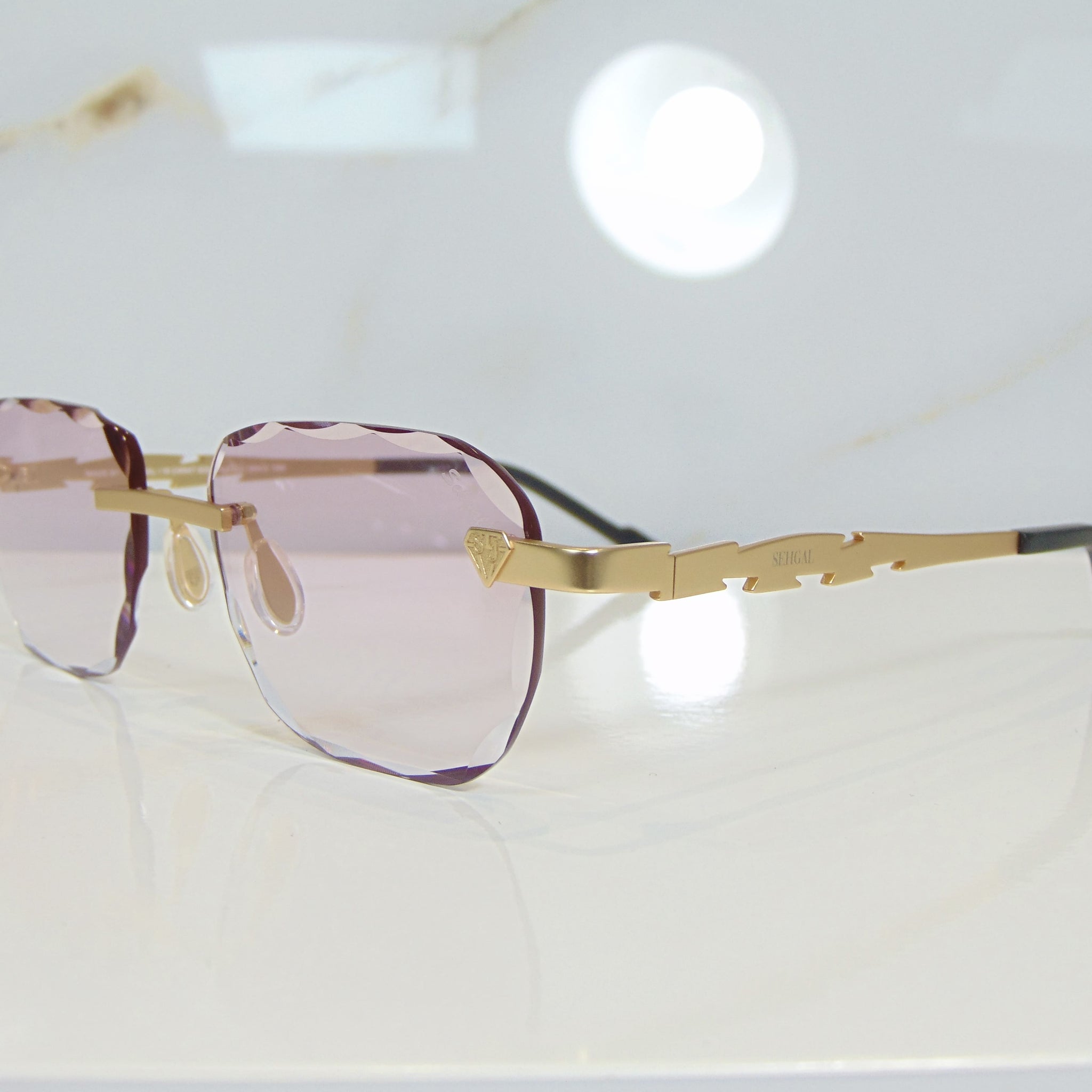 Blade Glasses - 18 Carat Gold plated | Polished Diamond Cuts | Lavish Pink