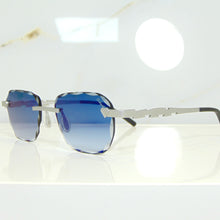 Blade Glasses - Whitegold plated | Polished Diamond Cuts | Magical Blue