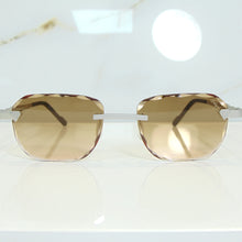 Blade Glasses - Whitegold plated | Polished Diamond Cuts | Brown Ruby